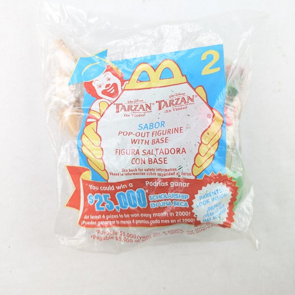 2000 NEW in Package McDonalds Tarzan Sabor Figure/Base #2 Happy Meal Toy